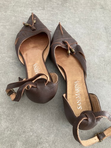 Escarpins marron cuir - cuir, san